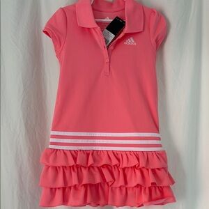 Adidas Coral Polo Dress with Ruffle Hem